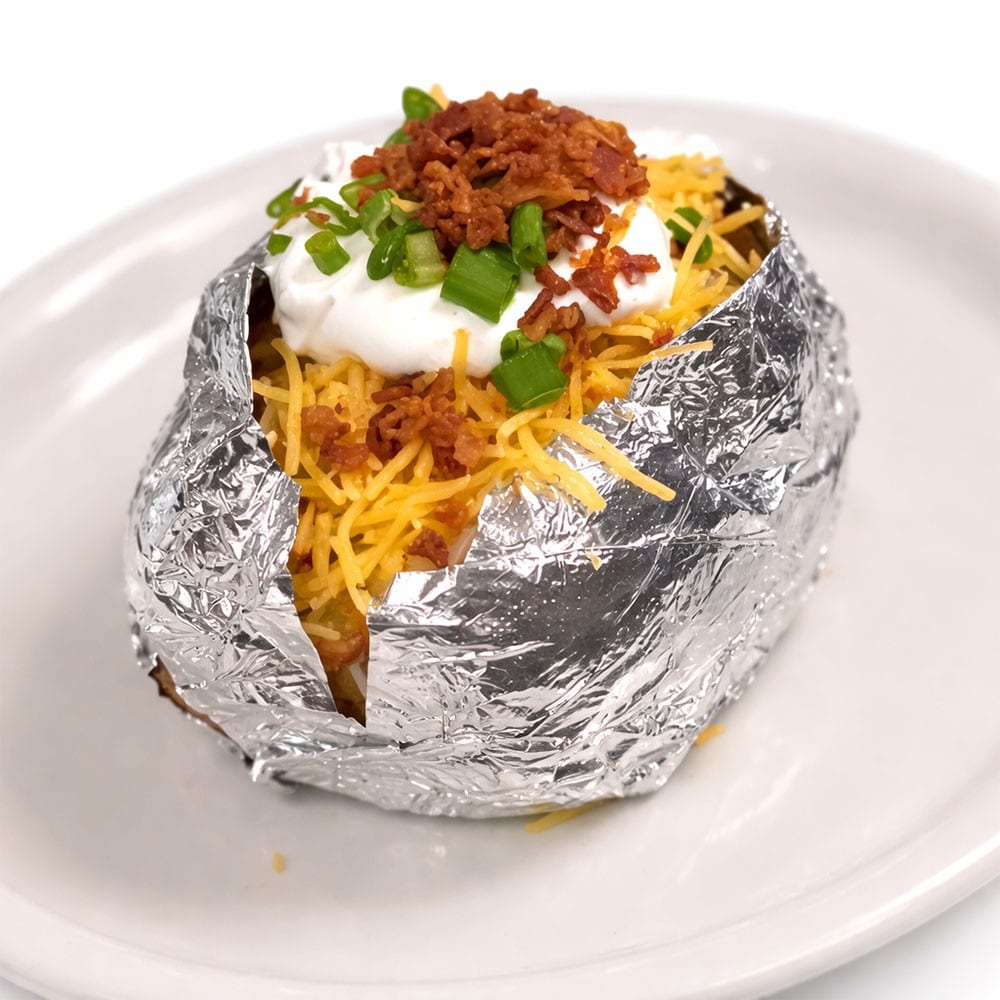 Beef BBQ Loaded Baked Potato Lunch.